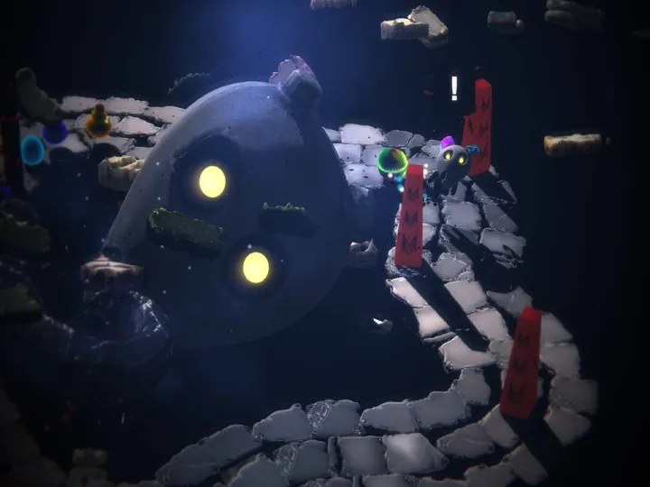 The Tear: broken monuments and floating slabs.